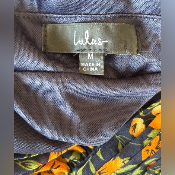 Lulu’s Maxi Dress Strappy Flowy Cottage Prairie Navy Gold Green Floral Size M - Picture 5 of 13